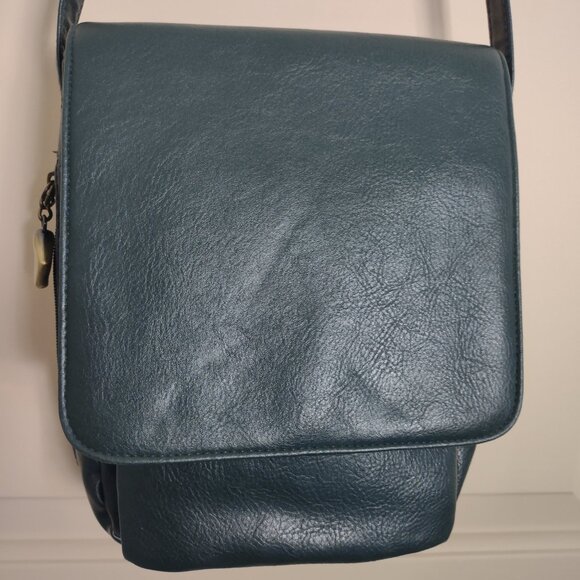 Leather Messenger Crossbody Shoulder Handbag Satchel Dark Green - Picture 1 of 15